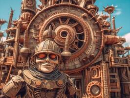 steam punk tribal village, insane detail made by AI generative photo