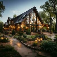 luxurious barn house, in 1940s vintage vibes with smooth lighting, classic photo AI generated