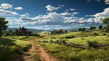 farm in sub urban at afternoon, ultra realistic, smooth lighting made by photo
