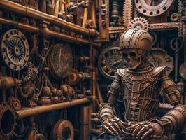 steam punk tribal village, insane detail made by AI generative photo