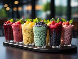 photography of bowl smoothies in cafe made with photo
