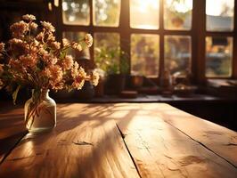 paper on the wooden table, real photography with smooth lighting and sun light AI generate photo