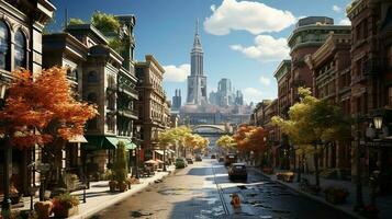 photo-realistic of 1920s city environment at afternoon AI generated photo