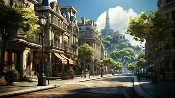 photo-realistic of 1920s city environment at afternoon AI generated photo