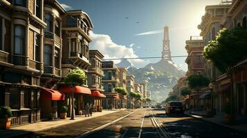 photo-realistic of 1920s city environment at afternoon AI generated photo