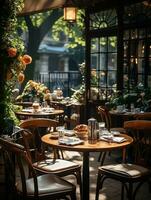 photography of outdoor cafe in daylight with smooth lighting AI generated photo