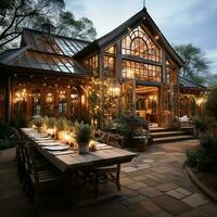 luxurious barn house, in 1940s vintage vibes with smooth lighting, classic photo AI generated
