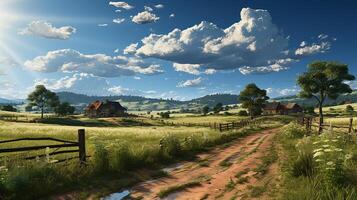 farm in sub urban at afternoon, ultra realistic, smooth lighting made by photo