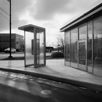 A realistic picture of a line outside a phone booth, on the sideways photo