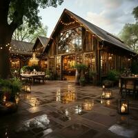 luxurious barn house, in 1940s vintage vibes with smooth lighting, classic photo AI generated