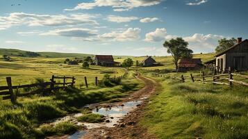 granja en sub urbano a tarde, ultra realista, suave Encendiendo hecho por ai generativo foto