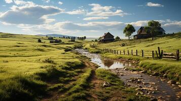 farm in sub urban at afternoon, ultra realistic, smooth lighting made by photo