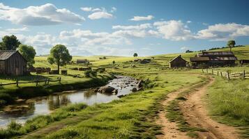 farm in sub urban at afternoon, ultra realistic, smooth lighting made by photo
