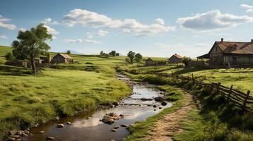 granja en sub urbano a tarde, ultra realista, suave Encendiendo hecho por ai generativo foto