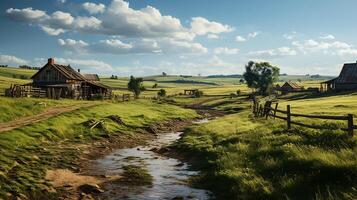 granja en sub urbano a tarde, ultra realista, suave Encendiendo hecho por ai generativo foto