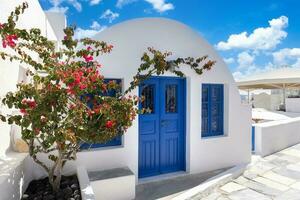 Greece, Greek Islands cruise, scenic panoramic sea views from top outlook of Oia photo