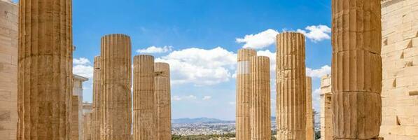 Grecia, antiguo punto de referencia ciudadela acrópolis en Atenas, un la unesco sitio foto