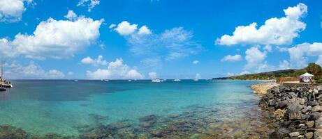 Panoramic skyline view of Saint Croix Frederiksted US Virgin Islands on Caribbean vacation photo