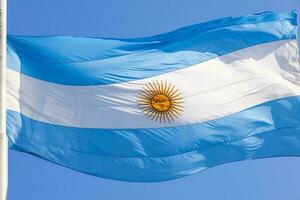Argentinian Flag near Casa Rosada president office on historic Plaza de Mayo in Buenos Aires photo