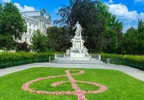 Mozart monument located in the Burggarten of Vienna historic city centre photo