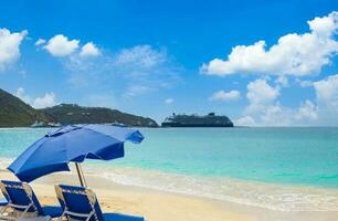 Scenic beaches of Sint Maarten island on a Caribbean cruise vacation photo