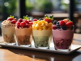 photography of bowl smoothies in cafe made with AI generative photo