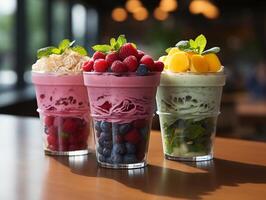 photography of bowl smoothies in cafe made with photo