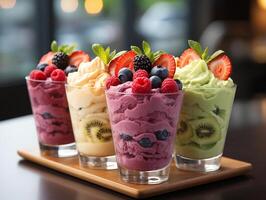photography of bowl smoothies in cafe made with photo