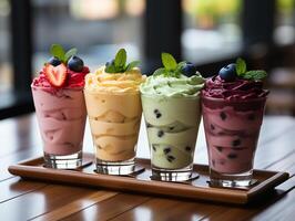 photography of bowl smoothies in cafe made with photo