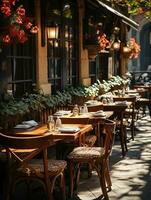 fotografía de al aire libre café en luz con suave Encendiendo ai generado foto