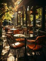 photography of outdoor cafe in daylight with smooth lighting AI generated photo