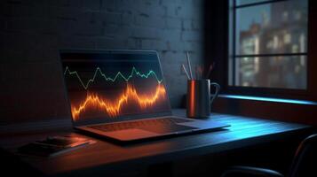 Notebook or laptop screen mockup, Technology business strategy and digital marketing concept. . photo
