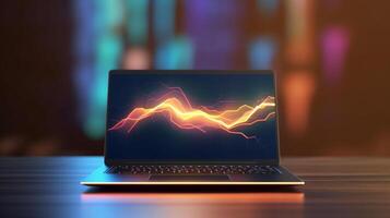 Notebook or laptop screen mockup, Technology business strategy and digital marketing concept. . photo