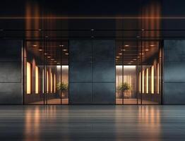 Business office interior with private rooms and corridor, mockup wall on empty space for text. . photo