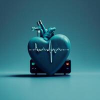 Heart monitor measuring vital signs, medical technology. Generative AI. photo