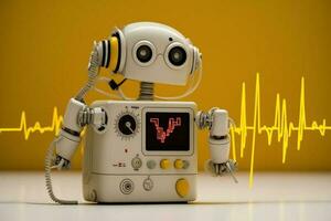 Heart monitor measuring vital signs, medical technology. Generative AI. photo