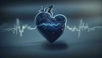 Heart health care technology concept with medical icons. AI Generative. photo