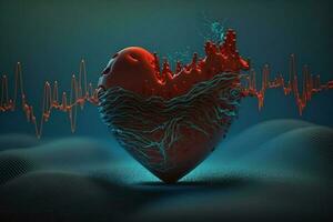 Heart health care technology concept with medical icons. AI Generative. photo