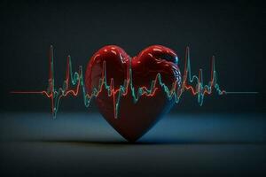 Heart health care technology concept with medical icons. AI Generative. photo