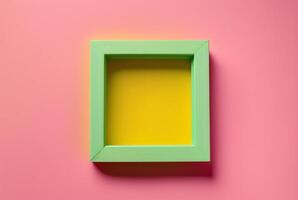 Green frame for text or pictures inside yellow color. . photo