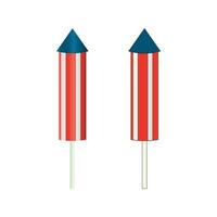 Red and blue rocket design, fireworks vector