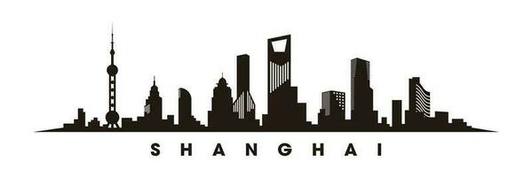 Shanghai skyline and landmarks silhouette vector