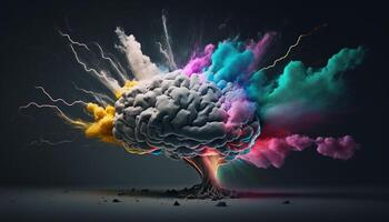 Fantasy illustration of a human brain, . photo