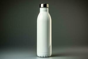 un sin BPA blanco agua botella, asegurando seguro y sano hidratación ai generado foto