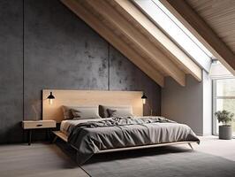 A simple and inviting loft bedroom model. . photo