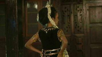 un asiatique Danseur dans traditionnel robe posant très magnifiquement video