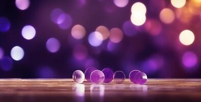 Purple bokeh background image on empty space for text. . photo