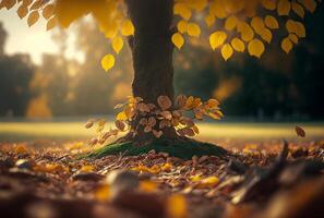 otoño árbol pintura hermosa follaje y paisaje antecedentes difuminar. generativo ai. foto