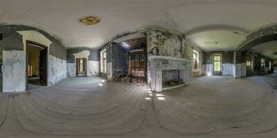 360 hdri panorama inside empty abandoned concrete room or old building in seamless spherical in equirectangular projection, ready AR VR virtual reality content photo