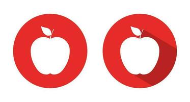 manzana Fruta icono vector en rojo circulo antecedentes